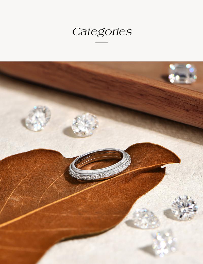 ATTAGEMS Eternal Round Cut Lab-Grown Moissanite Ring for Women and Men Unisex Daily Wear Sterling Silver Parties Engagement Wedding Eternity Band Jewelry Gift R346