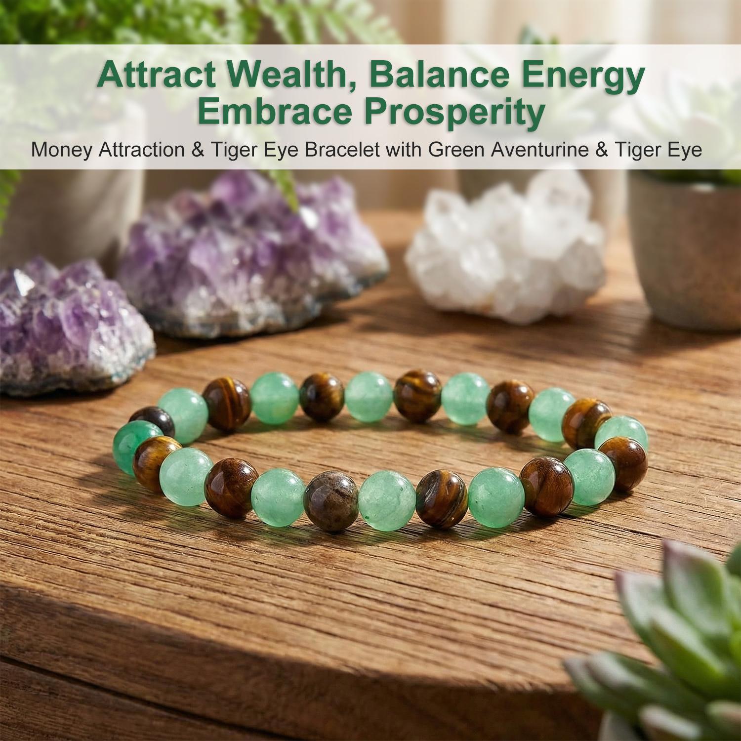 SGGUI Money Bracelet With Green Aventurine Stone Tiger Eye Stone - Lucky Bracelet - Attracting Wealth, Abundance,8MM Beaded Jewelry for Wealth, Protection, and Good Luck, Healing Energy Bracelet, Calming Gift for Mom or Friend SGGUI Money Bracelet With Green Aventurine Stone Tiger Eye Stone - Lucky Bracelet - Attracting Wealth, Abundance,8MM Beaded Jewelry for Wealth, Protection, and Good Luck, Healing Energy Bracelet, Calming Gift for Mom or Friend