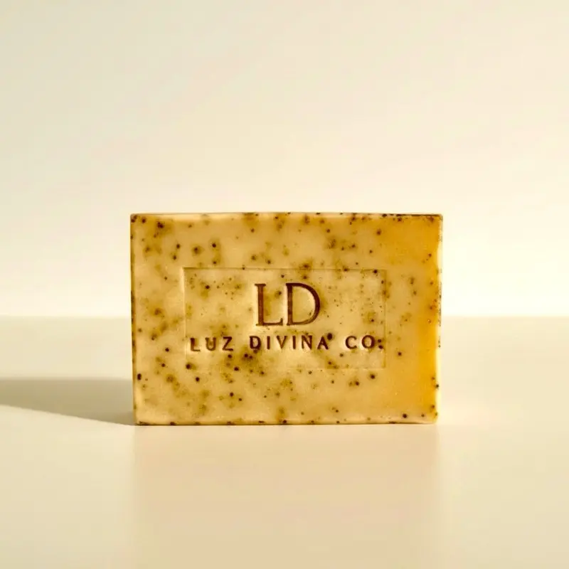 Luz Divina Co. Turmeric Honey & Coffee Artisan Exfoliating Soap for Gentle Skin Care