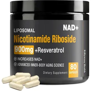 NAD Plus Supplement with Nicotinamide Riboside Resveratrol and Quercetin Cellular Energy Brain Support Healthy Aging 80 Capsules