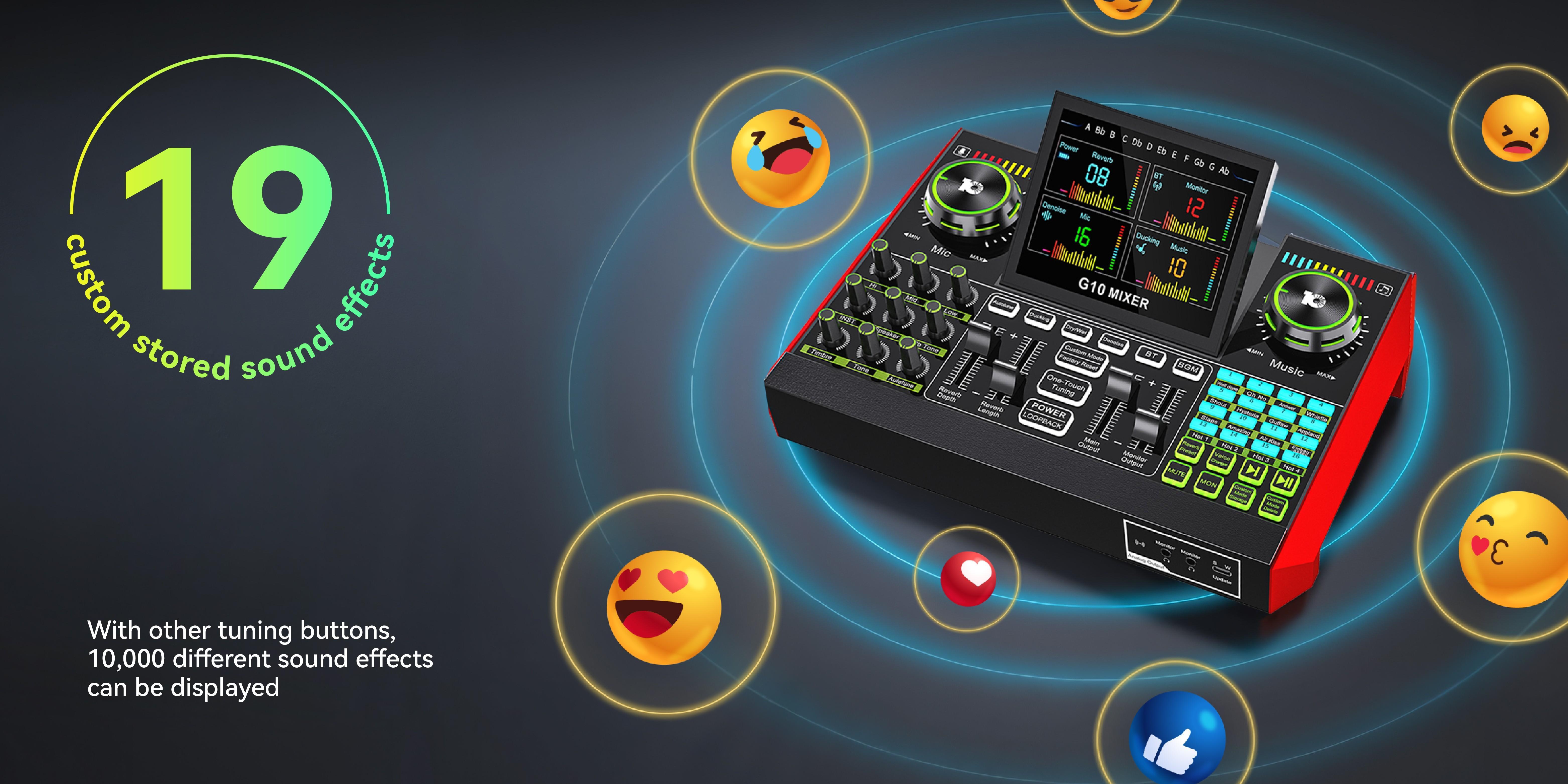 Tenlamp G10 live sound card , DSP professional chip, plug and play, custom sound effects, clear sound quality, suitable for gaming, singing, DJ and streaming