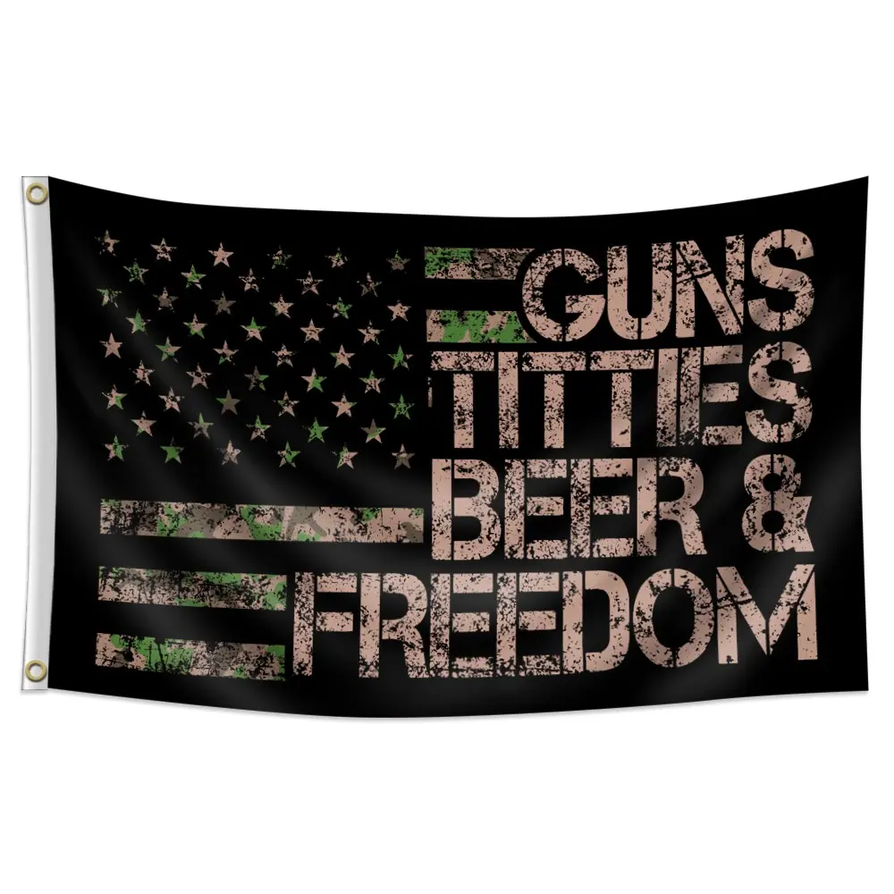 1pc, USA Beer & Freedom American Flag Banner, 3x5ft (90*150cm)/ 2x3ft (60*90cm), 2 Grommets, Single-Sided Printing, for Indoor, Outdoor, Home, Living Room Wall Decor, Room, Hanging Wall Art, Man Cave, Party, Bar, Activities, Decor, Decoration Items