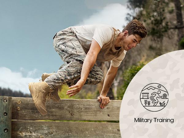 NORTIV 8 VaporGuard Men's Waterproof Military Tactical Boots Black Closed Ankle-high Design YKK Zipper Hook-Loop Strap Closure Breathable Durable