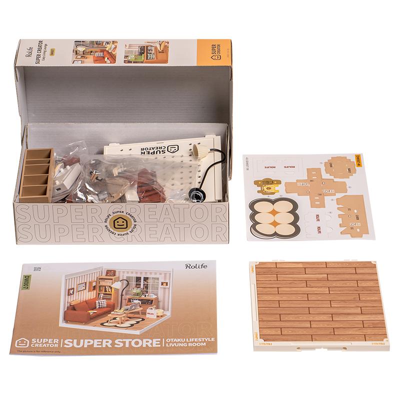 Rolife Cozy Living Lounge DIY Plastic Miniature House DW007
