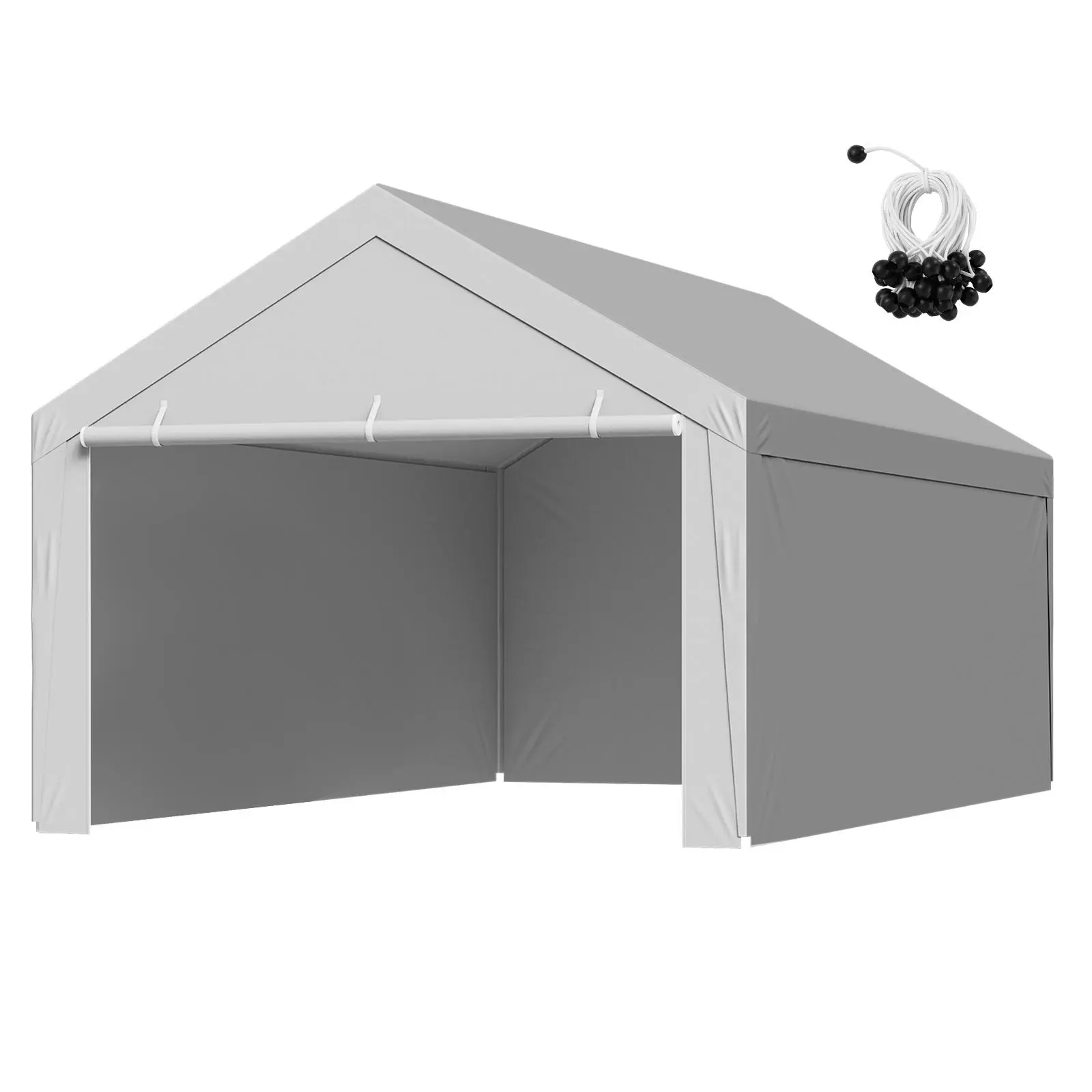 【toolupgrade】VEVOR Rectangular 12x20ft Tool-Free Carport Replacement Canopy, Portable Garage Tent Top Tarp with Sidewalls, UV-Resistant Waterproof Heavy-Duty Car Shelter Cover, Grey, Frame Not Included, Car Accessories for Farms