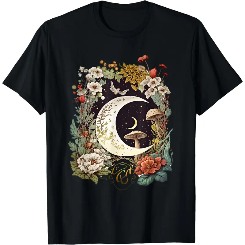 Cotton Short Sleeve Aesthetic Goblincore And Dark Cottagecore Mushroom T-Shirt For Men Women