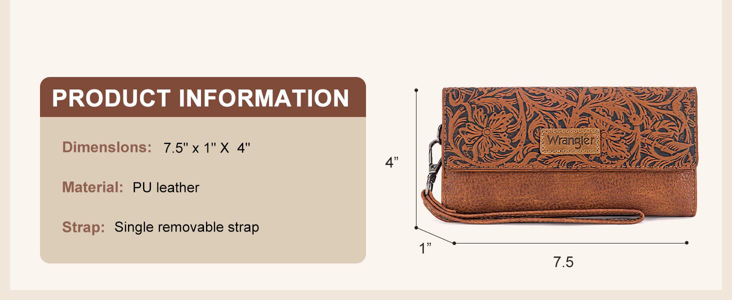 Wrangler Western RFID Wallets for Women Trifold  Anti-Theft Wristlet Wallets Women Clutch Wallet with Coin Purse everyday purse