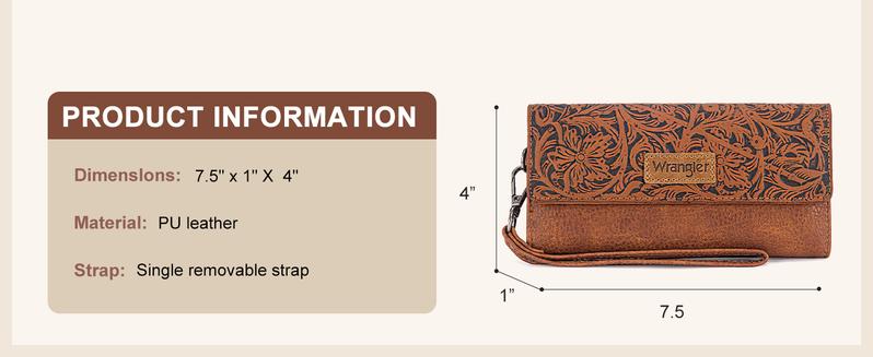 Wrangler Western RFID Wallets for Women Trifold  Anti-Theft Wristlet Wallets Women Clutch Wallet with Coin Purse everyday purse