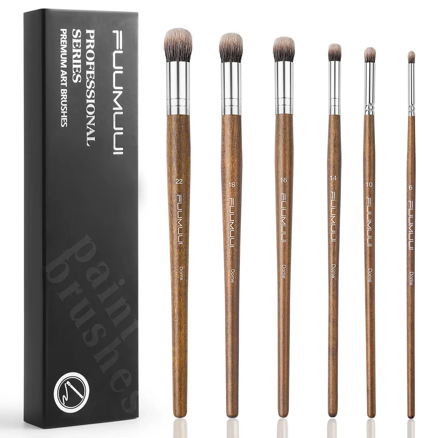 Fuumuui 6-Piece Natural Badger Hair Dome Tip Artistic Brushes Set - Ergonomic Design, Ease of Use, Precision Tip, Texture Blend, Maximizes Texture Fidelity, Consistent Control for Beginner or Experienced Artists