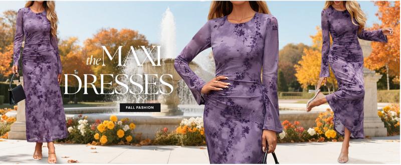 ZESICA Women's Long Sleeve Floral Bodycon Dress 2026 Spring Fall Ruched Mesh Wedding Guest Cocktail Party Maxi Dresses