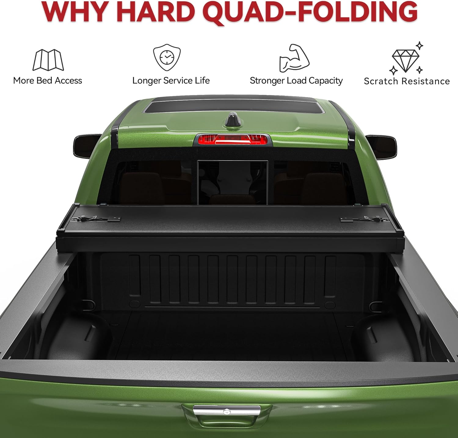 5.5ft Bed Quad Fold Hard Truck Tonneau Cover for Ford F-150 F150 2015-2025 Heavy-Duty Aluminum Alloy Bed Cover