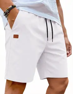 COOFANDY Men's Casual Shorts Cotton Drawstring Elastic Waist Lightweight Summer Beach Shorts with Pockets