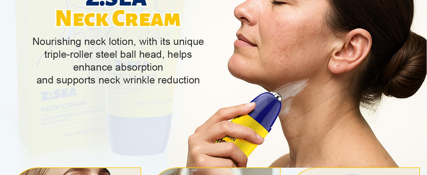 Z:SEA Peptide Moisturizing Neck Cream 100g - Plant Squalane for Dry Lines, Liquid Formula for Quick Absorption, Body Care Moisturizer