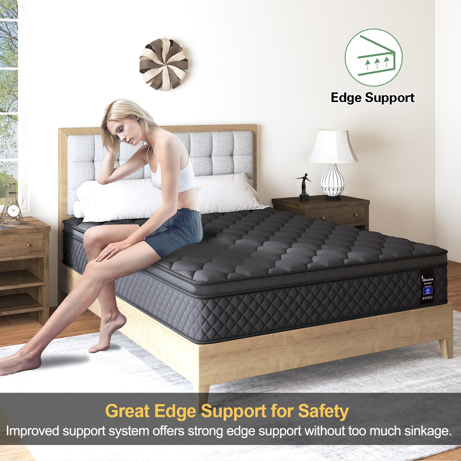 Luxury Gel Memory Foam Hybrid 5 Zone Pocket Spring Mattress In A Box Medium Firm Twin Full Queen King 10" 12" 14" For Motion Isolation Edge Support