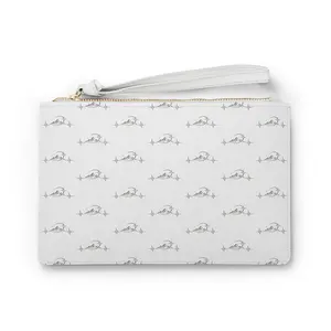 Dainty Dolphin Pattern Clutch Bag | Minimal Ocean Print Wristlet