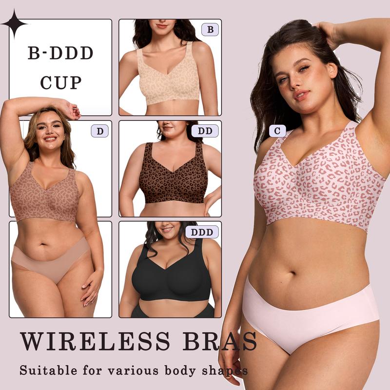 OEAK Jelly Bras Women Seamless Lift Bra Wireless Push Up No Underwire Full Coverage Plus Bras Comfort Supportive Sports T-Shirt Bra