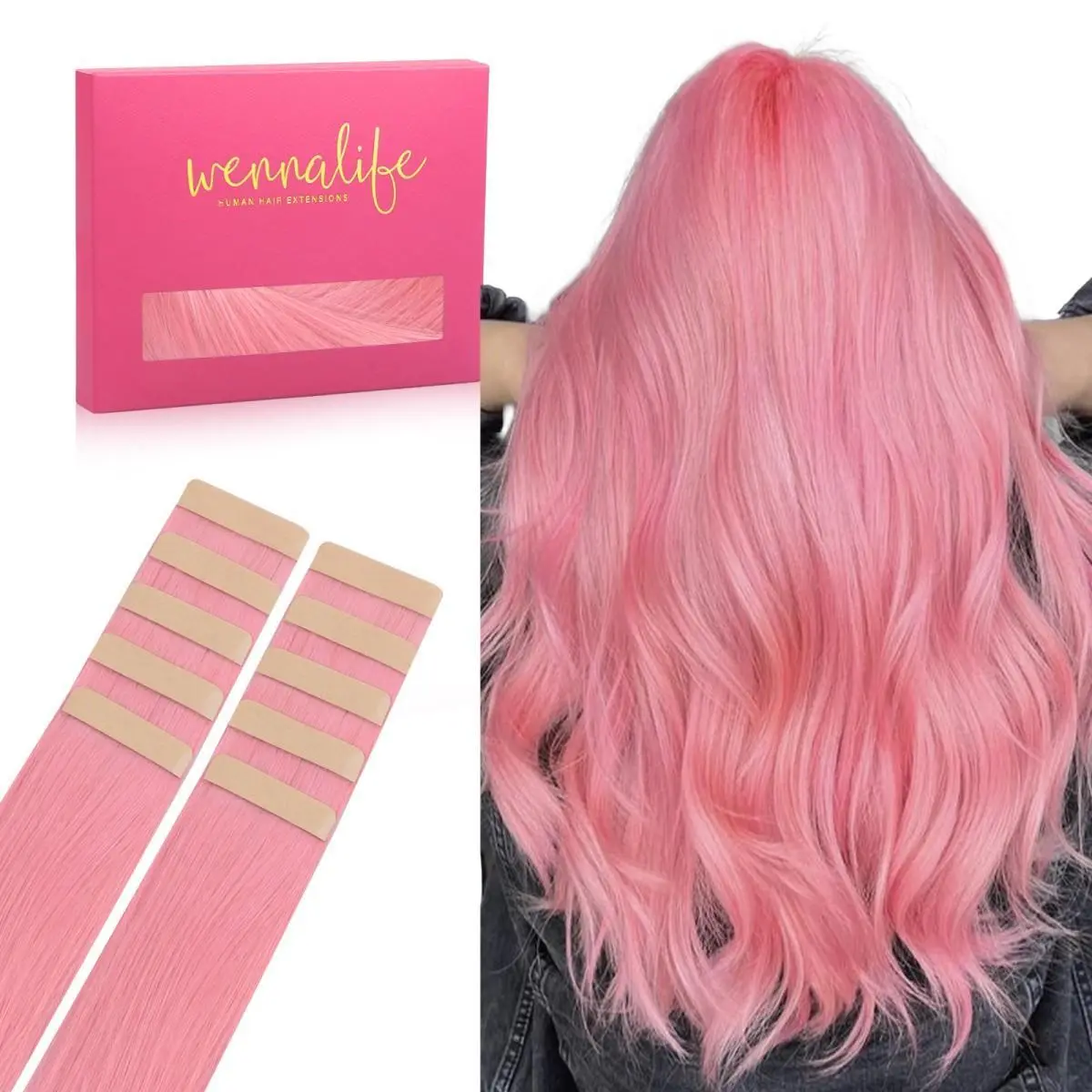 WENNALIFE 10pcs Colored Tape In Hair Extensions Human Hair 20g to 25g 10 to 26 inch Remy Invisible Tape Ins Straight Coachella #tiktokshopbacktoschool #sohochic