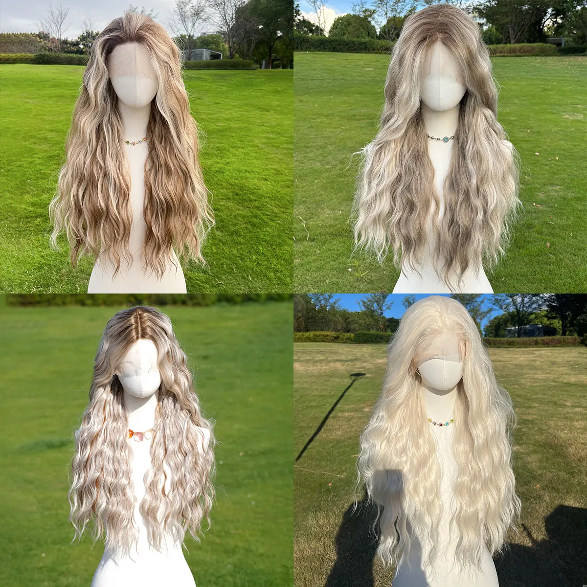 SMILCO 26Inch 13×4 Lace Front Highlight Brown&Blonde Synthetic Hair SM9208 Glueless Frontal Wig Futura Fibers Tangle-Free Frizz-Free Adjustable Straps High-Temperature Resistant Wig Cap Included