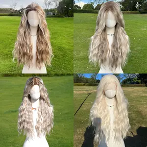 SMILCO 26Inch 13×4 Lace Front Highlight Brown&Blonde Synthetic Hair SM9208 Glueless Frontal Wig Futura Fibers Tangle-Free Frizz-Free Adjustable Straps High-Temperature Resistant Wig Cap Included