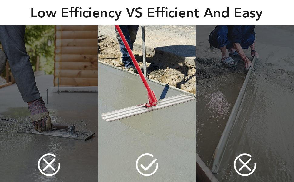 GARVEE Bull Float Magnesium Concrete Float, 36 x 8" Round End Concrete Float Tool Cement Tool, Concrete Kit Bull Float with 4 Float Handle Bracket Concrete Tools Finishing（RED）