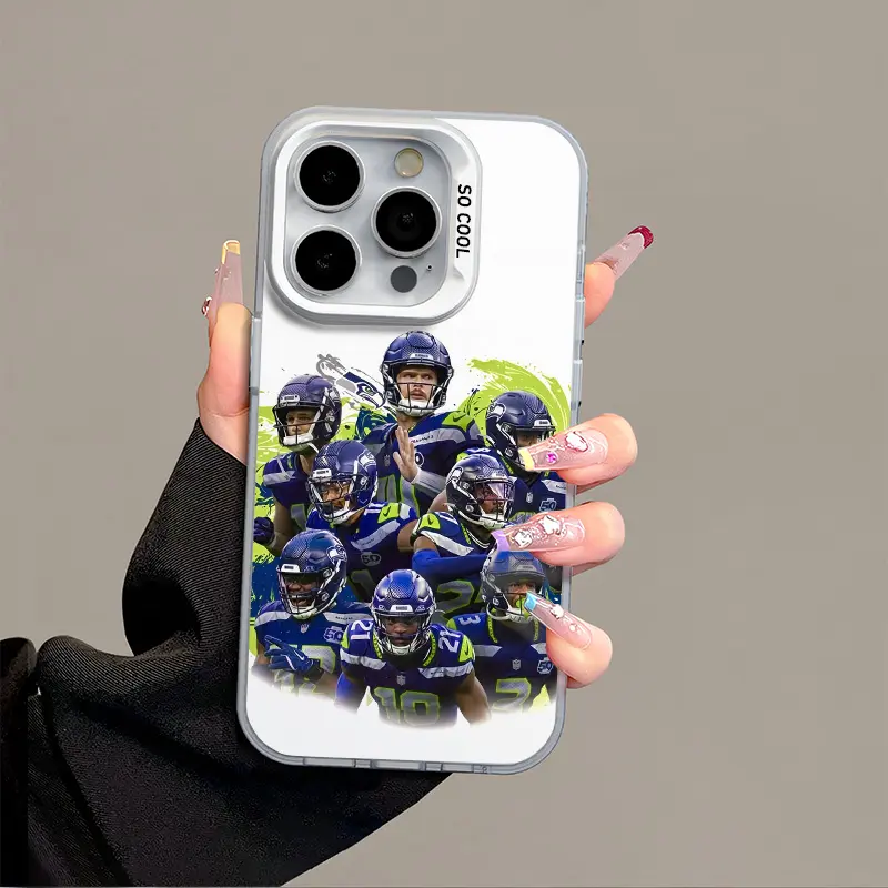 IPhone 17 Promax Phone Case Anti Drop Case Suitable For IPhone 16 15 14 13 12 11 Xs Plus Samsung S25 S24 S23 S22 Ultra FE Acrylic Protective Shockproof Rugged Case Seahawks Rugby