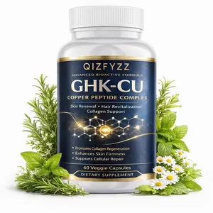 QIZFYZZ GHK-Cu Copper Peptide Supplement – High Strength Skin Repair & Anti-Aging Formula, Supports Skin Elasticity & Hair Growth, 60 Vegan Capsules