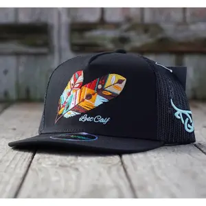 Lost Calf Unisex Youth Tribe Flat Black Mesh Back Snapback Patch Cap Hat