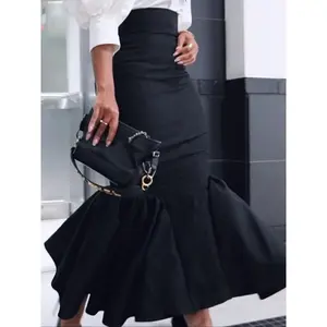 Elegant Mermaid Tail Skirt for Women, Plain Bodycon Pleated Half Skirt, Party & Lunch Dress, Fashionable Daily Wear