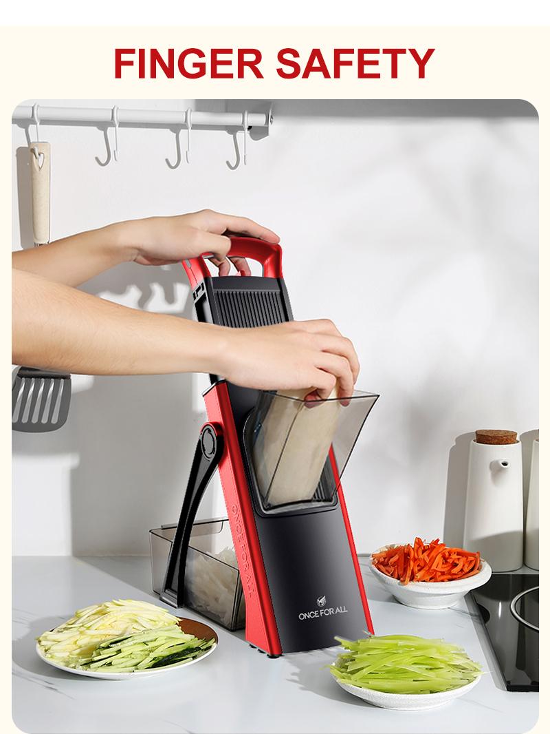 【ONCE FOR ALL】Press-type Multifunctional Vegetable Slicer with 4 shapes and 8 thicknesses adjustable. No need to replace blades; simply turn the knob.Strong SuctionCup Base, Kitchen Utensils Vegetable Slicer DicerFruit Vegetable Slicer Gadgets Kitchen out