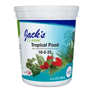 Jack's Classic 16-5-25 Tropical Food Water-Soluble Fertilizer with Micronutrients for Strong Lush Growth, 1.5lbs