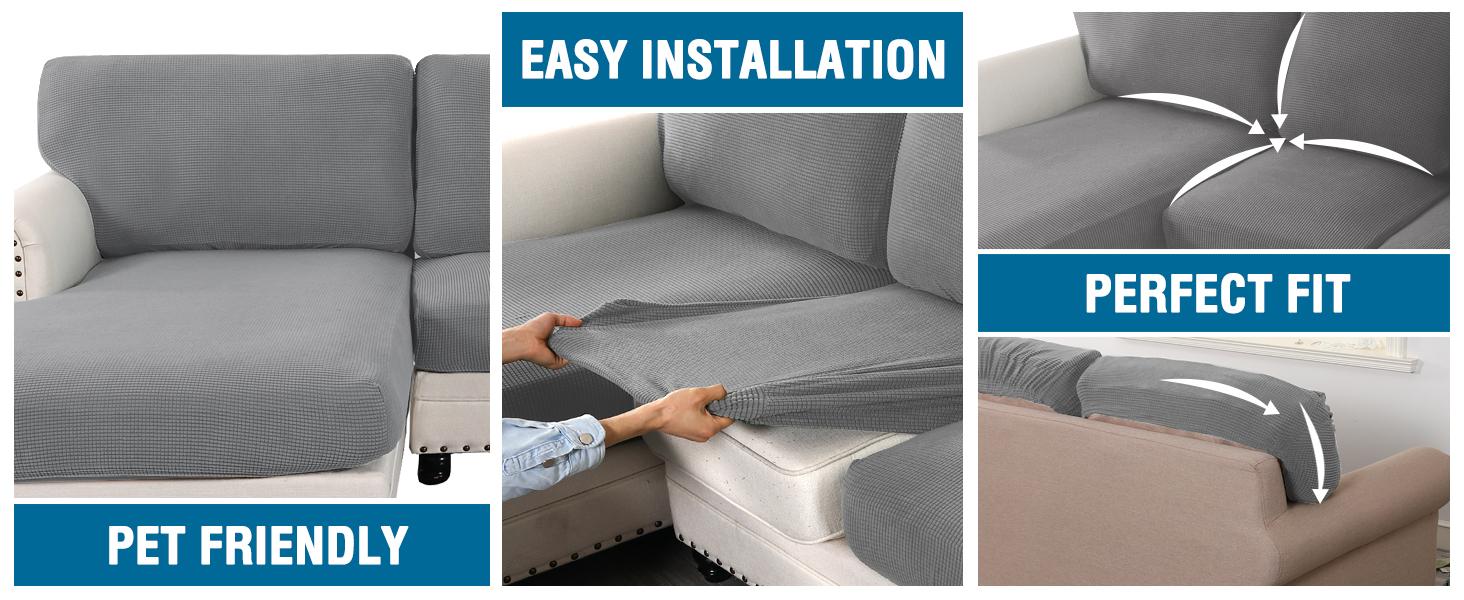 H.VERSAILTEX Sectional Couch Covers 6 or 8 Pieces Stretch Sofa Covers for Sectional Sofa Set Separate L Shaped Couch Cover for Both Left/Right Couch