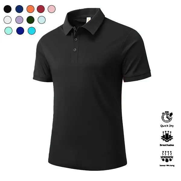 Men's Casual Short-Sleeve Cotton-Polyester Polo Shirt - Quick-Dry, Sweat-Absorbing Fashion Apparel for Golf, Travel - Golf Fit Clothes Products with Multiple Color Options, Gifts for Him, Gifts for Boyfriend, Mens Clothing, Father's Day Gifts, Sporty Look