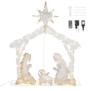 Yescom Pre-Lit Nativity Scene Xmas Decoration Holy Family 4ft 108 LEDs