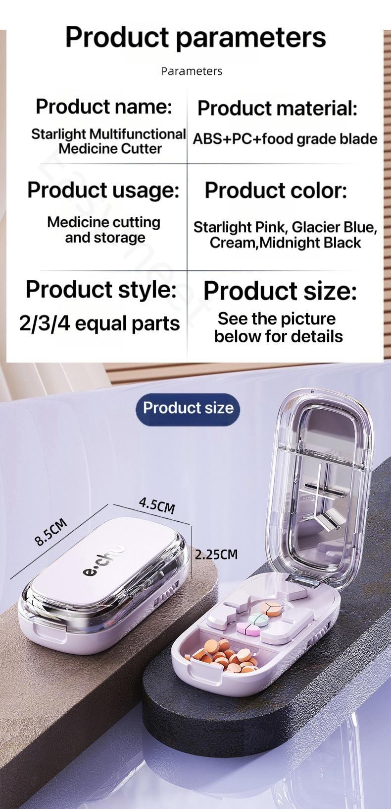 [Father's Day Gift]Upgrade-Designed Compact Pill Splitter Box-3-in-1 Medicine Cutter for 1/4 1/2 & 1/3 Doses |Portable Tablet Organizer for Travel, Pet Medication & Daily Use | Fits Different Pill Sizes, Multicolor optional,Pillcutter,Thanksgiving
