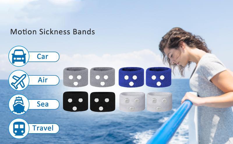 BONISON Motion Sickness Relief Bands, 8 Pack Acupressure Anti-Nausea Wristbands, Drug-Free for Travel, Car, Sea & Pregnancy
