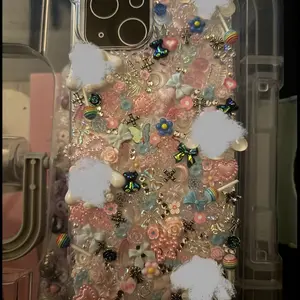 Pink/Blue Women’s Fashion Junk Charm Phone Case for iPhone 15