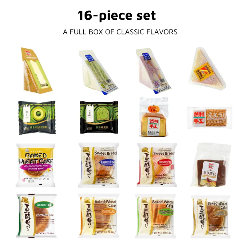 Ranli & D-PLUS 16-Piece Cake Assortment - Variety Flavors for Breakfast & Afternoon Tea