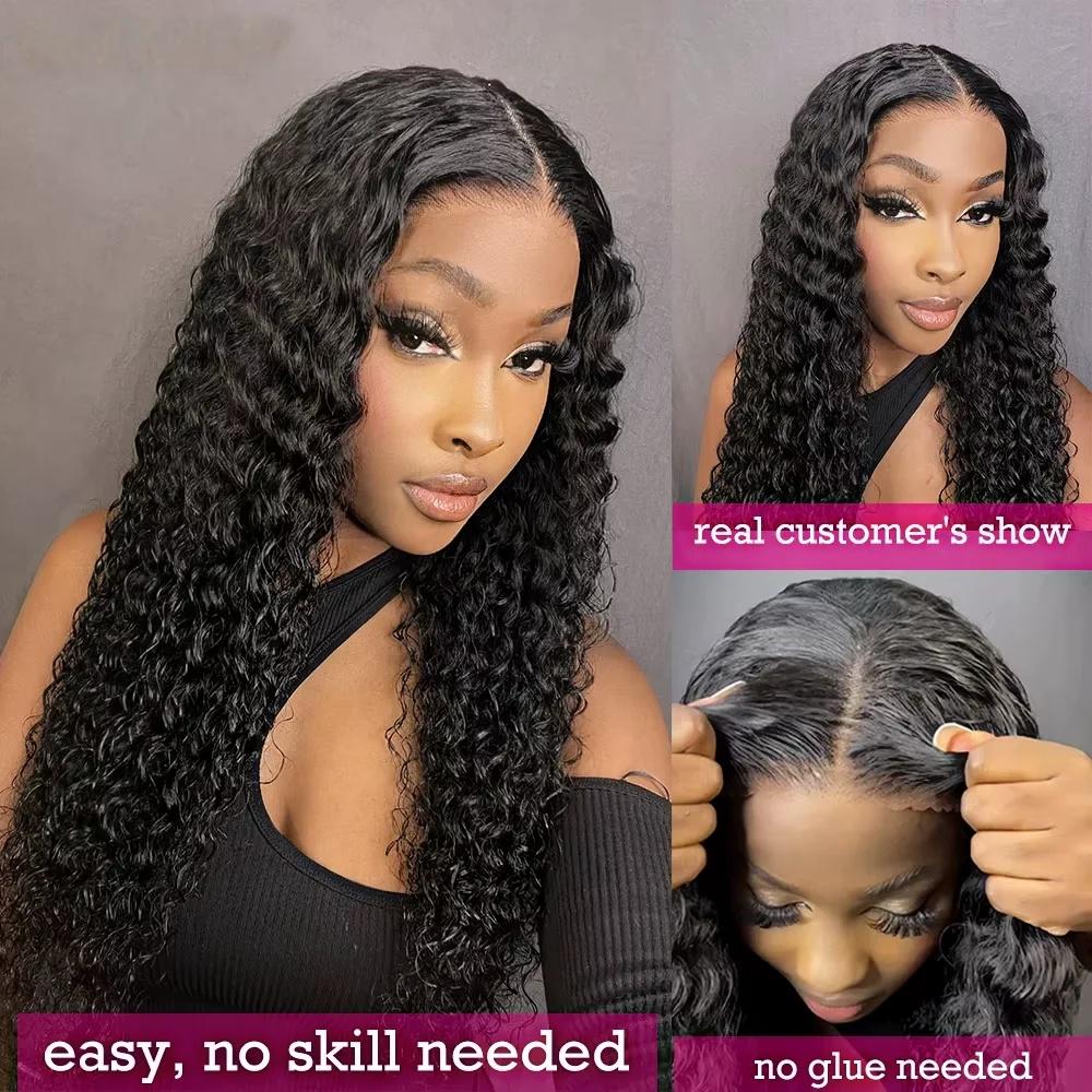 [NEW IN] 6x4 Pre-Cut Glueless Wigs Human Hair Pre Plucked Pre Cut 7x5 9x6 Lace Closure Wigs for Black Women 180 Density Deep Wave Wig Human Hair Curly Wig
