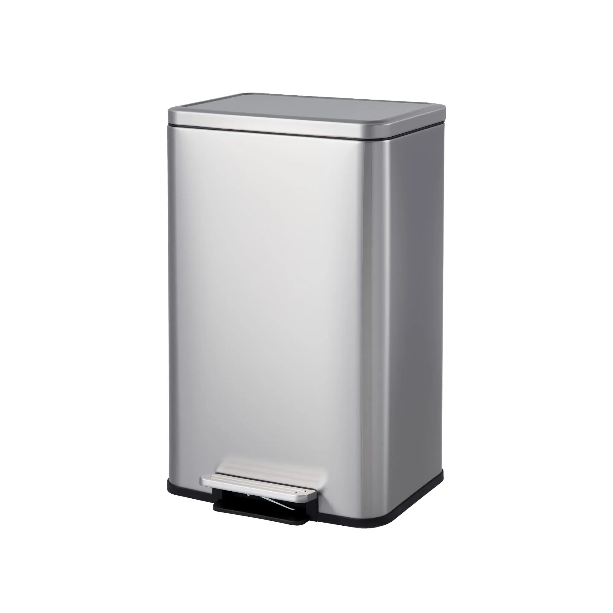Hands-Free Soft-Close Lid Trash Can – 13 Gallon Stainless Steel Indoor Step Bin – Removable Inner Bucket, Fingerprint Resistant, Modern Rectangular Waste Container for Kitchen, Home, Office, Bathroom,dorm essentials,home essentials