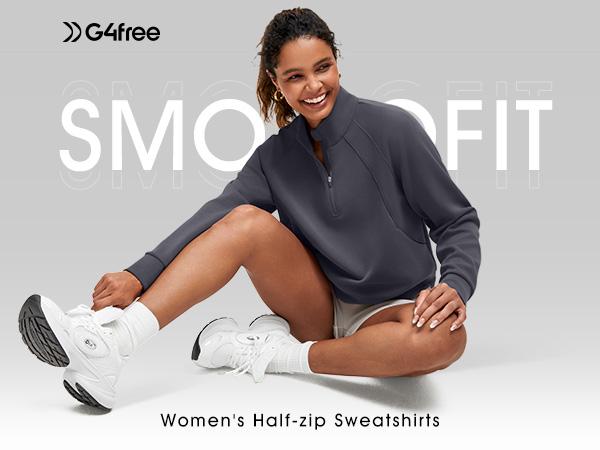G4Free Womens Sweatshirts Half Zip Pullover Long Sleeve Shirts Clothes Outfits