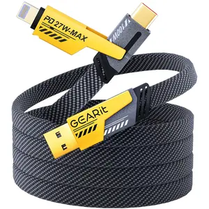 GEARit Lifestyle Series - 4-in-1 100W Flat USB-C Cable Fast Charging, 4.6 Feet Alloy Lightning