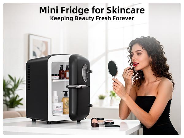 Antarctic Star 4L Mini Fridge, 12V/120V AC/DC Portable Electric Cooler & Warmer with Thermo-Electric Peltier System, Cool & Heat Function for Car/Home/Office, Black