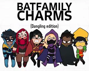 Dangling Batfam Keychain Acrylic Charms, Durable Bag Charm for Keys, Backpack or Purse, Unique Collectible Gift for Fans