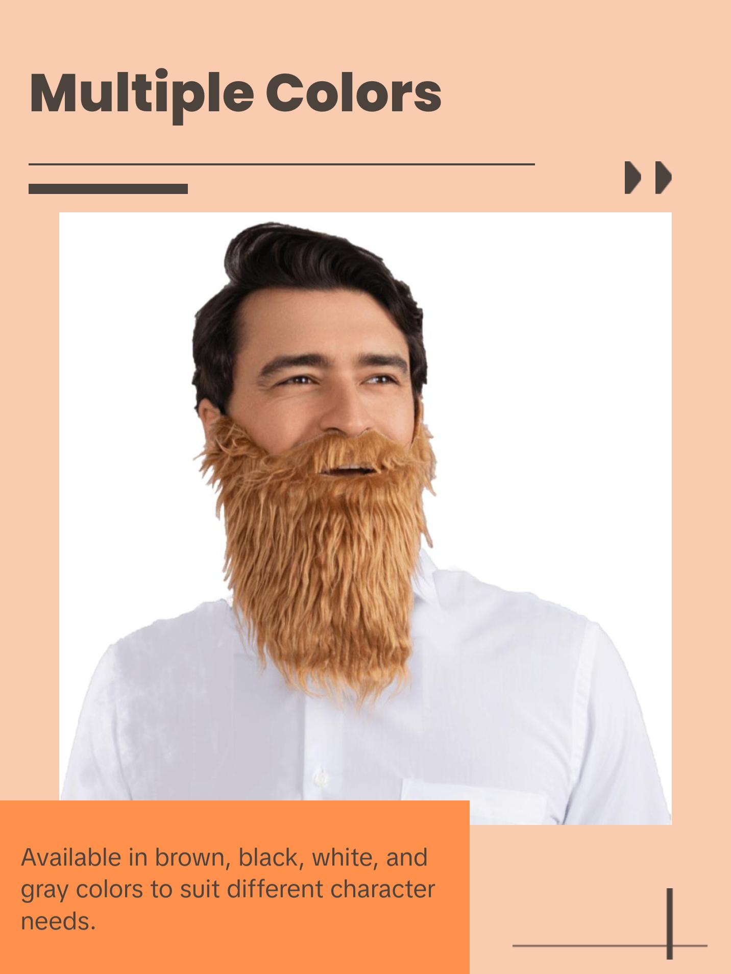 Costume Beard and Mustache Set - Full Fake Beard with Elastic Band – One Size Fits Most Adults & Kids – Perfect for Halloween, Theme Party ,Pretend Play Fun & Role Play