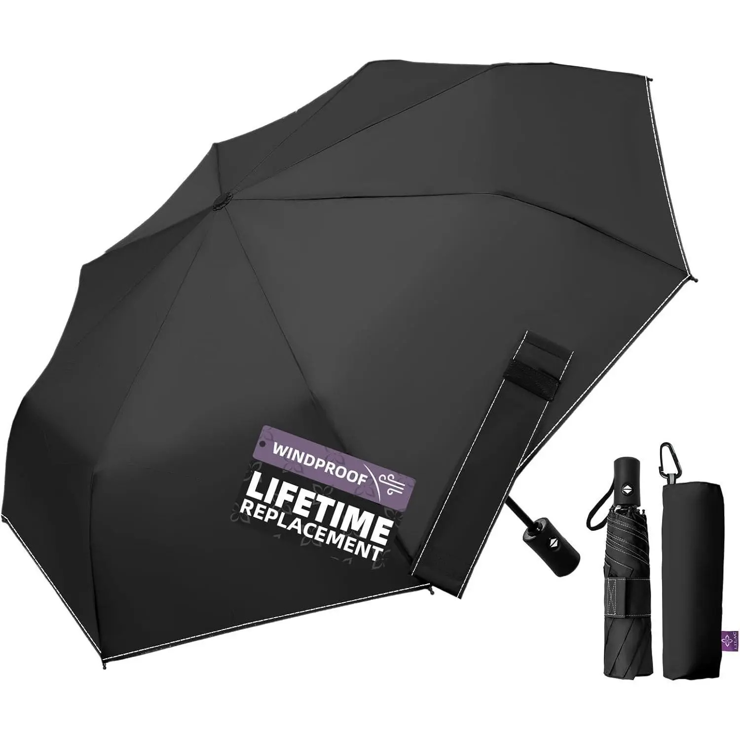 Automatic Folding Umbrella for Men, Windproof 8-Rib Steel Frame & Waterproof Canopy for Rain Protection, 12.6-Inch Light & Compact for Outdoor Everyday Carry, Portable