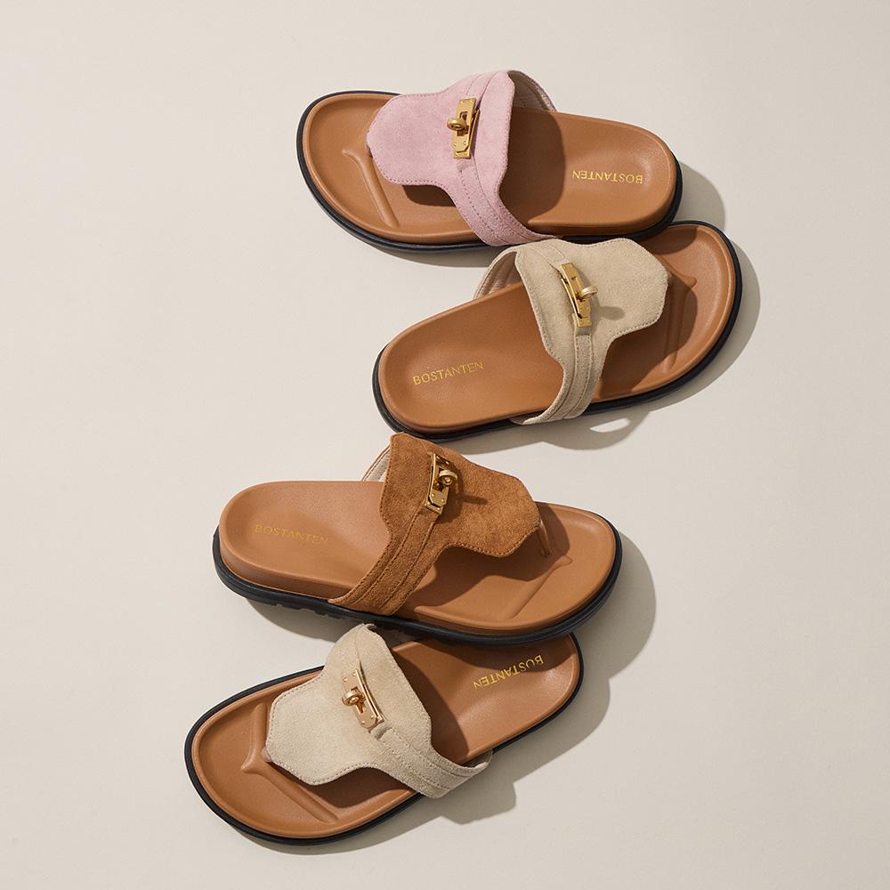 Bostanten Suede Womens Slides Sandals with Arch Support,Fashion&Comfort Women Sandals for Summer,Casual Stylish for Everyday Wear