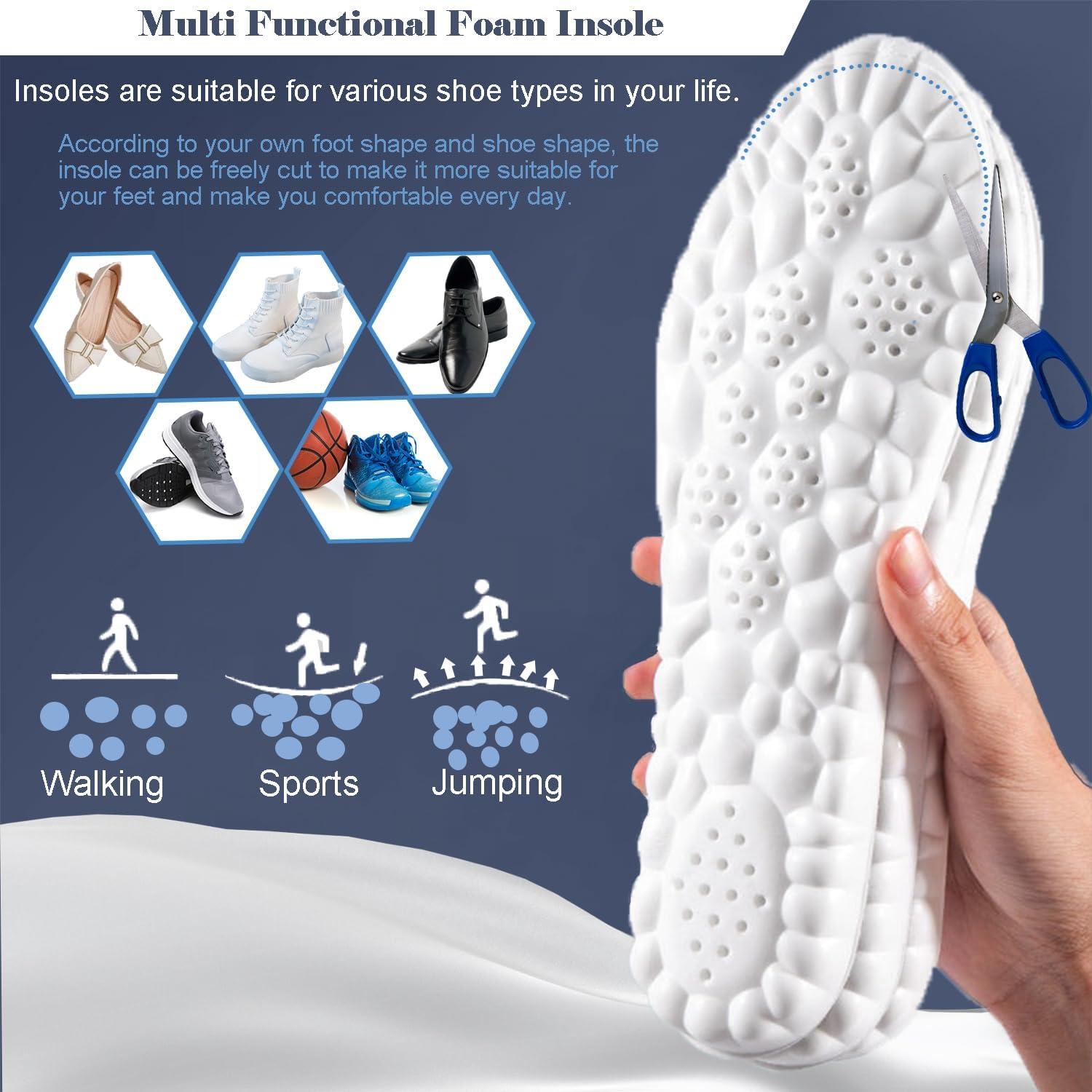 4D Cloud Soles Memory Foam Shoe Inserts,Support Shock Absorption Cushioning Sports Comfort Inserts, Breathable Shoe Inner Soles for Running,Walking,Hiking etc. 4D Cloud Soles Memory Foam Shoe Inserts,Support Shock Absorption Cushioning Sports Comfort Inserts, Breathable Shoe Inner Soles for Running,Walking,Hiking etc.