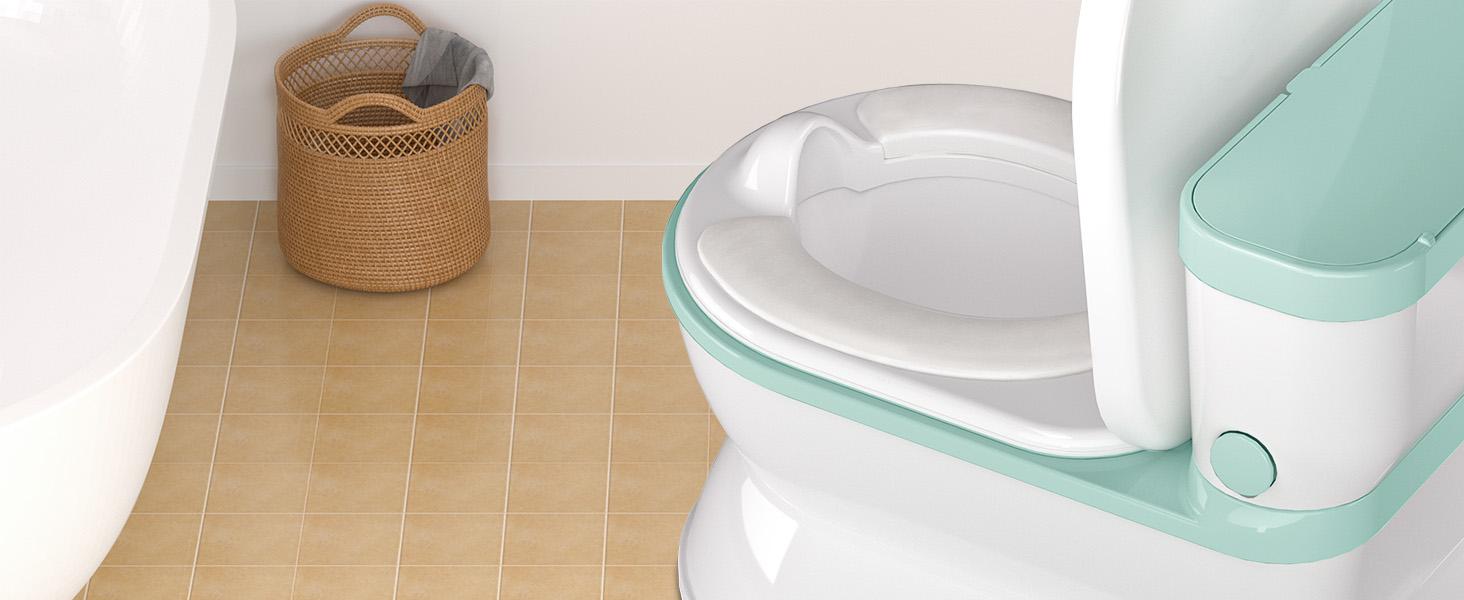 BabyBond Real Flip - Top Lid Toddler Potty, with Wipes Storage, Flushing Sounds & Toilet Paper Holder, Easy to Clean, Fun Baby Potty Chair