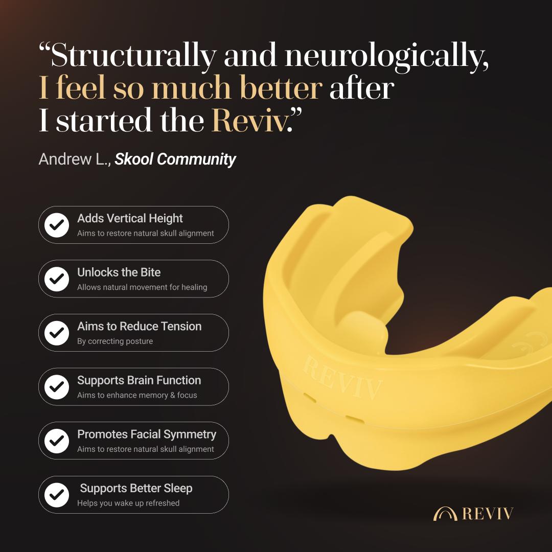 Reviv Mouthguard R2 for Teeth Grinding, TMJ Relief & Better Sleep - Soft Silicone with Supportive Fit for Daily Use Reviv Mouthguard R2 for Teeth Grinding, TMJ Relief & Better Sleep - Soft Silicone with Supportive Fit for Daily Use