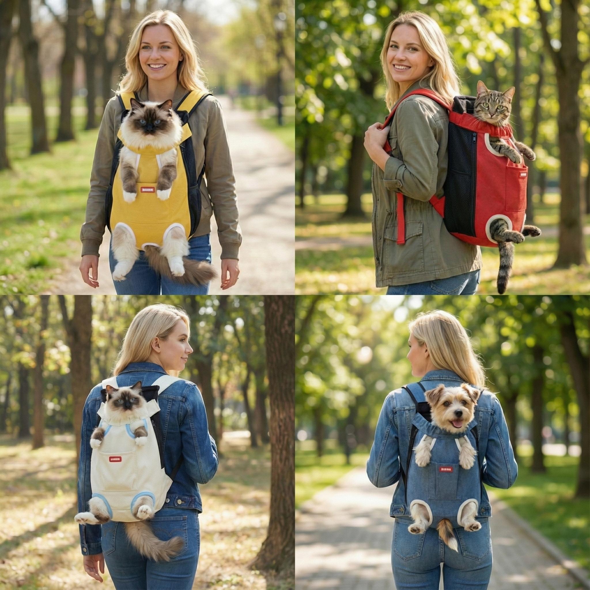SmartWell Hands-Free Pet Carrier Backpack For Small Dogs And Cats Adjustable Legs Out Front Facing Pouch For Travel Hiking Walking cat bag